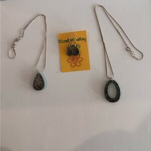 Turquoise and glitter Necklace Set